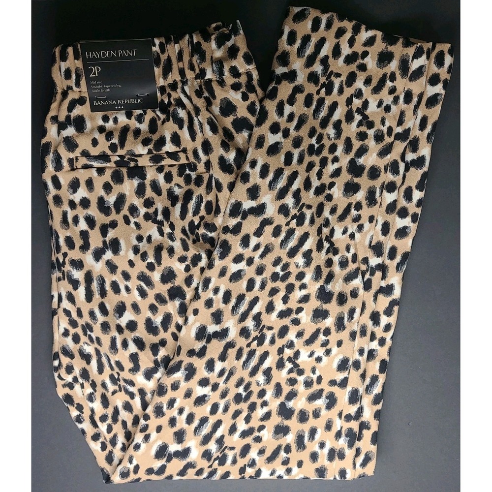 BANANA REPUBLIC Animal Print HAYDEN Pants Womens Sz 2P NWT